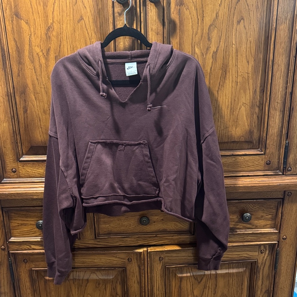 Nike chocolate brown Cropped Hoodie